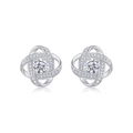 Elegant S925 silver moissanite stud earrings featuring an intricate swirl knot design - Spiral Knot Moissanite Style (E13568)