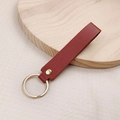 Minimalist burgundy leather strap keychain with polished gold hardware for car keys - No.2 Dark Red