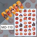 Pegatinas 5D para uñas de Halloween con calabazas rosas y calaveras detalle MO-110 - Estilo de Sombrero de Mago Gato Negro Calabaza (MO-110)