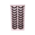 Set van 10 paar professionele zwarte dikke kunstwimpers op een roze tray voor volume - Russische dikke stijl (TK02) / DD Krul