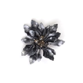 Detail of grey marble acrylic flower brooch with brown faceted beads and elegant fringe - Light Gray Water Ripple