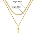 Set collana doppia in acciaio inossidabile placcato oro 18k con croce per uomo - Doppio Oro Cubano