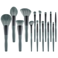 Profi 14-teiliges Make-up-Pinselset mit weichen graublauen Borsten und mattgrauen Griffen - 14-teiliges Set (Mit OPP-Beutel)
