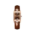 Square rose gold diamond watch with brown crocodile leather strap and roman numeral dial - Strap Style / Brown Leather Brown Dial (EU Standard)