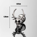 Silver stainless steel skull stud earring with antlers in gothic punk style - Silver Horned Skull Style (S318)