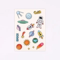 Set de pegatinas espaciales de dibujos animados con astronauta, OVNI y cohete en beige - Pegatina 2(Espacio)