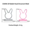 Molde de silicona 3D cabeza de conejo para fundición de resina y adornos decorativos - Molde de Ornamento 3D Cabeza de Conejo