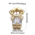 Detailed size and weight specs of a gold heart zircon cartoon pendant made of copper - Little Girl - Clear Heart (Pearl)