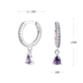 Detailed size specifications for sterling silver drop earrings with purple crystals - Silver (Purple Rhinestone)