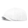 White breathable mesh newsboy cap with octagonal design for summer outdoor sun protection - White
