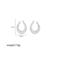 Detail of silver irregular textured earrings showing dimensions 3.1cm height and 2.5cm width - Twist Wheat Ear Hoop-Silver