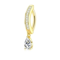 Goldener Bauchnabelpiercing aus Edelstahl mit klarem Zirkonia-Tropfenanhänger - Gebogene Stange mit Anhänger / Gold
