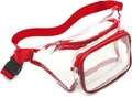 Waterproof clear PVC fanny pack with vibrant red trim and adjustable nylon strap - Red