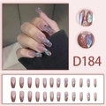 Rosa Press-on-Nägel D184 mit schillerndem Glitzer und langer Coffin-Form, 24er-Set Set - Nude Pink Magische Pailletten Sarg (D184)