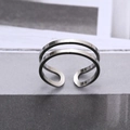 Anello aperto regolabile in acciaio al titanio argento con design a doppia fascia - Anello aperto stile H / Argento