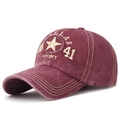 Casquette baseball bordeaux vintage avec étoile jaune et broderie Dallas en coton - Réglable / Bordeaux