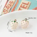 Cute cream white strawberry alloy pendant charm with green leaves for DIY jewelry - 11# Strawberry Type 09