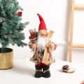 Standing Santa Claus ornament with a gift bag and name scroll by a festive Christmas tree - Style 3 (41x20cm)