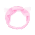Gros plan du bandeau oreilles de chat en peluche rose avec bande élastique - Rose