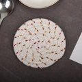 White woven cotton rope coaster with red and gold metallic threads for heat insulation - Creamy Gold Silk