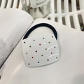 Y2K hair tie featuring a white rectangle ornament with colorful rhinestones on black band - White-Colorful Diamond Square-Hair Tie