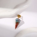 Chakra pendant with mixed natural crystal stones and gold plating for yoga jewelry - Hexagonal Cone Without Chain
