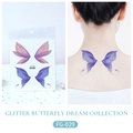 Glitter butterfly temporary tattoo stickers in pink and blue gradient wings for music festivals - Butterfly Wings Style (FG-029)