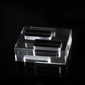 Transparent acrylic double ring display stand with black velvet slots and thick base - 5.5x4.5cm / Clear (Double Slots)