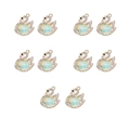 Set di 10 ciondoli a forma di cigno dorati con pietre a cuore iridescenti e strass chiari - 8# (Cigno Oro) / 10 Pz/Sacchetto