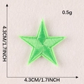 Green embroidered star patch for clothing with detailed dimensions of 4.3cm and 1.7inch - Grass Green Five-Pointed Star (G1L-A-2-4 Iron-On)