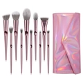 10-teiliges Make-up-Pinsel-Set in Roségold mit irisierender Tasche für Beauty-Anwendung - Set mit Schillernder Tasche