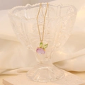 Collana con ciondolo a coniglio con pietra viola su vetro e base beige - Viola