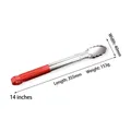 Pinza da cucina in acciaio inox da 14 pollici con manico rosso antiscivolo e bordi ondulati - 14 Pollici (35.5*4.2cm)