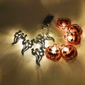 Halloween LED string lights featuring glowing warm yellow ghosts and orange pumpkins - Pumpkin+White Ghost-Warm White
