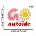 Detail of GO outside embroidered patch showing precise measurements and needlework texture - Go Outside (30#)