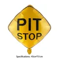 Yellow diamond-shaped PIT STOP foil balloon for racing party decoration 45cm x 51cm - Pit Stop Sign