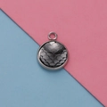 Macro-opname van 12mm zilveren edelstalen hanger met donkergrijze drakenschubben van hars - Donkergrijze Vissenschubben (10)