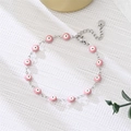Pink evil eye charm bracelet with silver chain and adjustable lobster clasp closure - Pink Eyes Silver