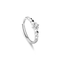 Verstelbare S925 sterling zilveren ring met geometrische textuur en ronde zirkoon steen - Damesring