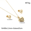 Elegant gold heart cutout necklace and earring jewelry set for women on white background - Gold (KS132883-KFC)