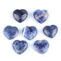 Polished heart-shaped natural sodalite stones in deep blue and white patterns - Blue Sodalite