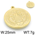 Pendentif médaillon Saint Benoît doré de 25mm avec des inscriptions latines en relief - Or (KLJ4854-Z)