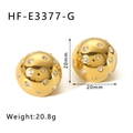 Dettagli degli orecchini sferici dorati da 20mm con strass e specifica del peso di 20,8g - Oro 18K / Oro (HF-E3377-G)