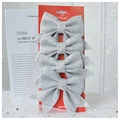 Set of 4 sparkling silver sequin bow ornaments for Christmas tree and wall decoration - Small-Silver-4Pcs