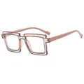 Square TR90 anti-blue light glasses in transparent tea color with oversized frames - Light Tea Frame Khaki Legs