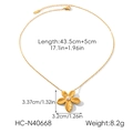 Guía de tallas detallada para collar de flor en oro 18K con colgante de perla y medidas - Estilo de Perla y Flor Bañado en Oro de 18K(HC-N40668)