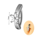 Silver stainless steel belly ring featuring 7.6mm zircon flower with marquise stones - 1.6x10mm / Marquise Floral Style