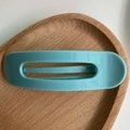 Minimalist light blue rectangular duckbill hair clip with a glossy hollowed-out design - Solid Lake Blue