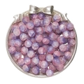 Pink and purple gradient frosted glass beads for DIY jewelry making in a silver dish - Pink Blue Frosted Lampwork Beads