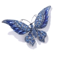 Spilla a farfalla vintage con cristalli blu sfumati su base in lega d'argento - Blu argento